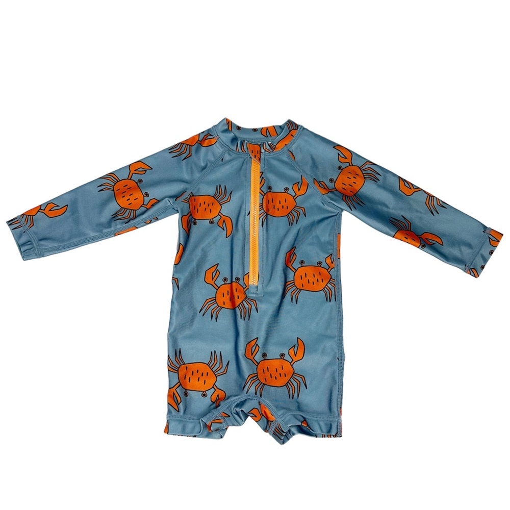 Tea Collection Crabs Print Rash Guard Bathing Suit Size 3-6 Months